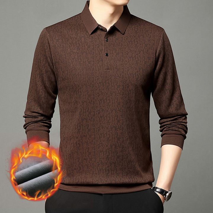 Herren Langarm Poloshirt mit strukturiertem Design und feuchtigkeitsregulierendem Stoff Echoarchiv