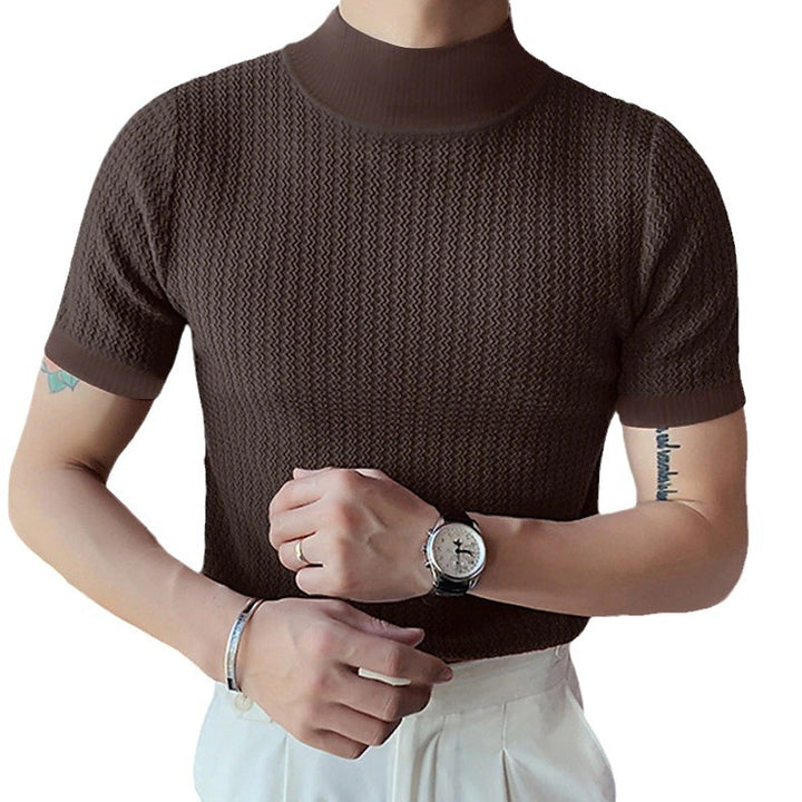 Herren modisches T-Shirt mit strukturiertem Muster und hohem Kragen Echoarchiv