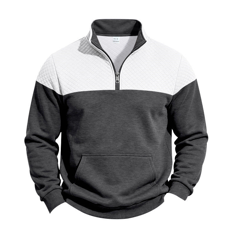 Herren Sweatshirt mit kurzem Reißverschluss, wattierter Brustpartie und Kängurutasche – Norvane