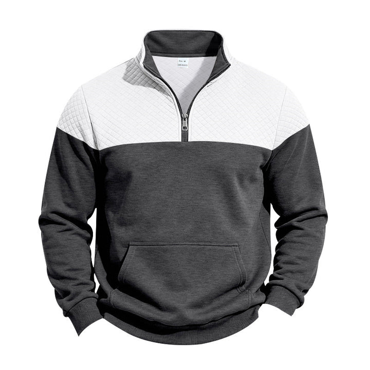 Herren Sweatshirt mit kurzem Reißverschluss, wattierter Brustpartie und Kängurutasche – Norvane