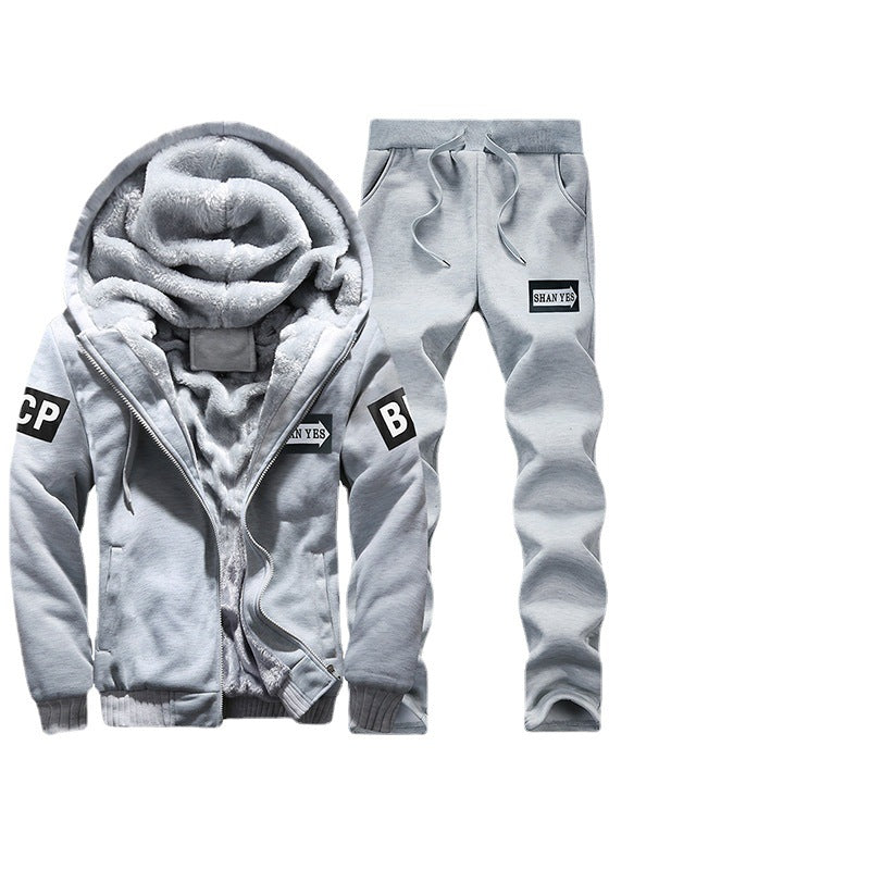 Herren Gefüttertes Hoodie- und Jogging‑Set mit Teddyfutter und Reißverschluss – Cavarno