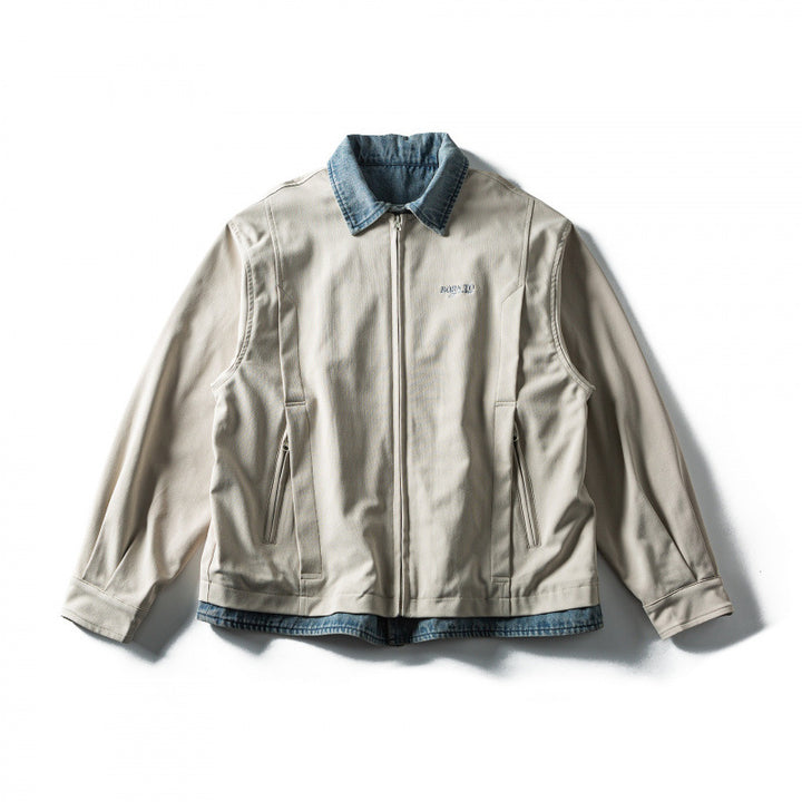 Herren Kurz geschnittene Layered‑Optik Blousonjacke mit Jeanskragen Echo Archiv
