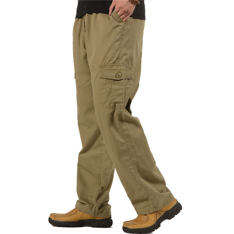 Herren Cargo-Hose mit elastischem Bund, geradem Bein und Mehrfach-Taschen – Bravaro