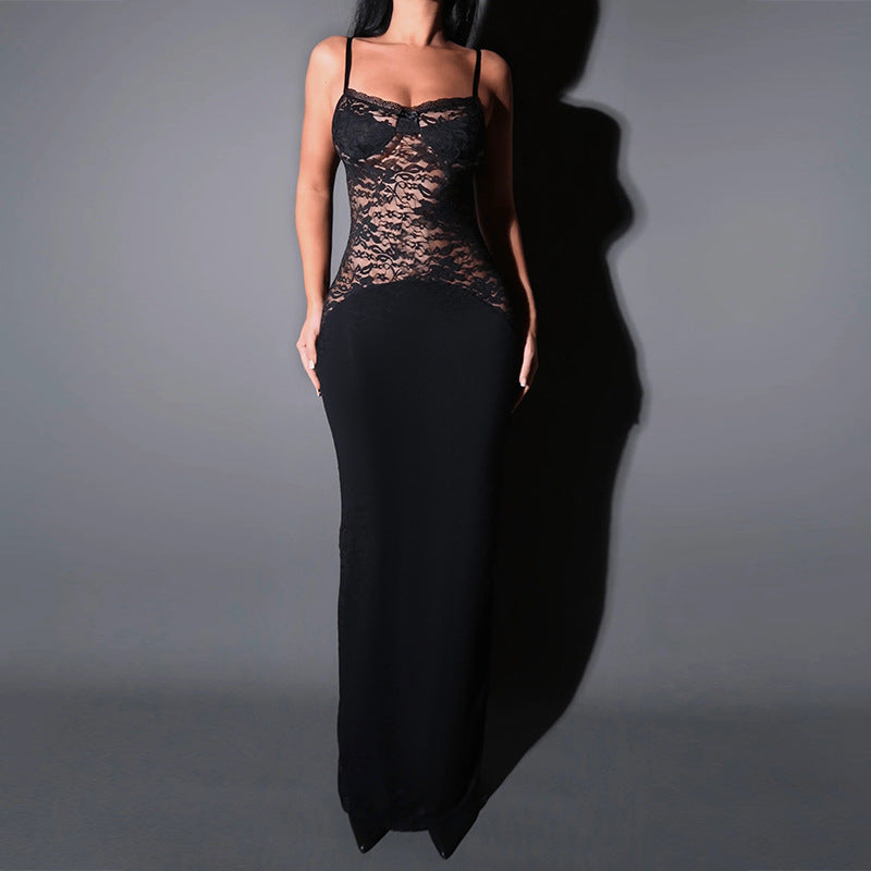 Damen elegantes Spitzenkleid mit figurbetontem Unterteil und verführerischem Oberteil Echo Archiv