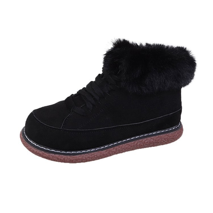 Damen  gefütterte Schnür-Boots mit Kunstfellkragen und rutschfester Plateau-Sohle Echo Archiv