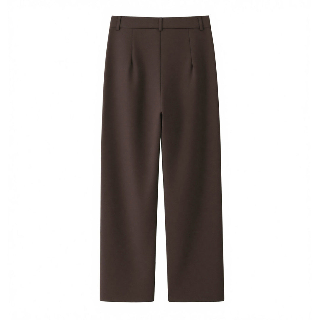 Damen tailliertes Blazer-und-Bundfaltenhose Zweiteiler mit Schalkragen und Bindegürtel – Valéne