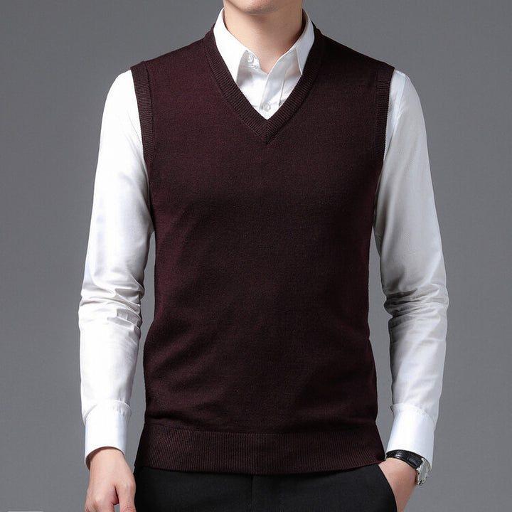 Herren V-Pullover aus feiner Baumwollmischung mit eleganter Struktur Echoarchiv