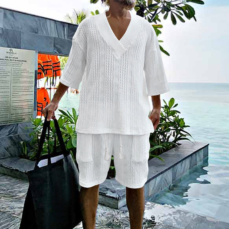 Herren lässiges Beach-Outfit mit lockerer Passform und praktischen Taschen Echoarchiv
