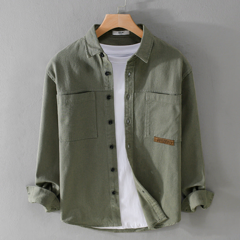 Herren Overshirt-Hemd aus strukturiertem Baumwoll-Twill mit aufgesetzten Brusttaschen und relaxed Fit Echoarchiv