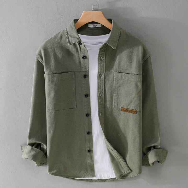 Herren Overshirt-Hemd aus strukturiertem Baumwoll-Twill mit aufgesetzten Brusttaschen und relaxed Fit Echoarchiv