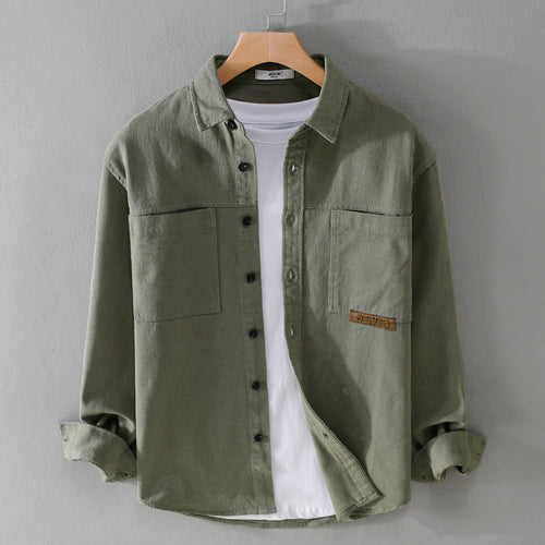 Herren Overshirt-Hemd aus strukturiertem Baumwoll-Twill mit aufgesetzten Brusttaschen und relaxed Fit Echoarchiv