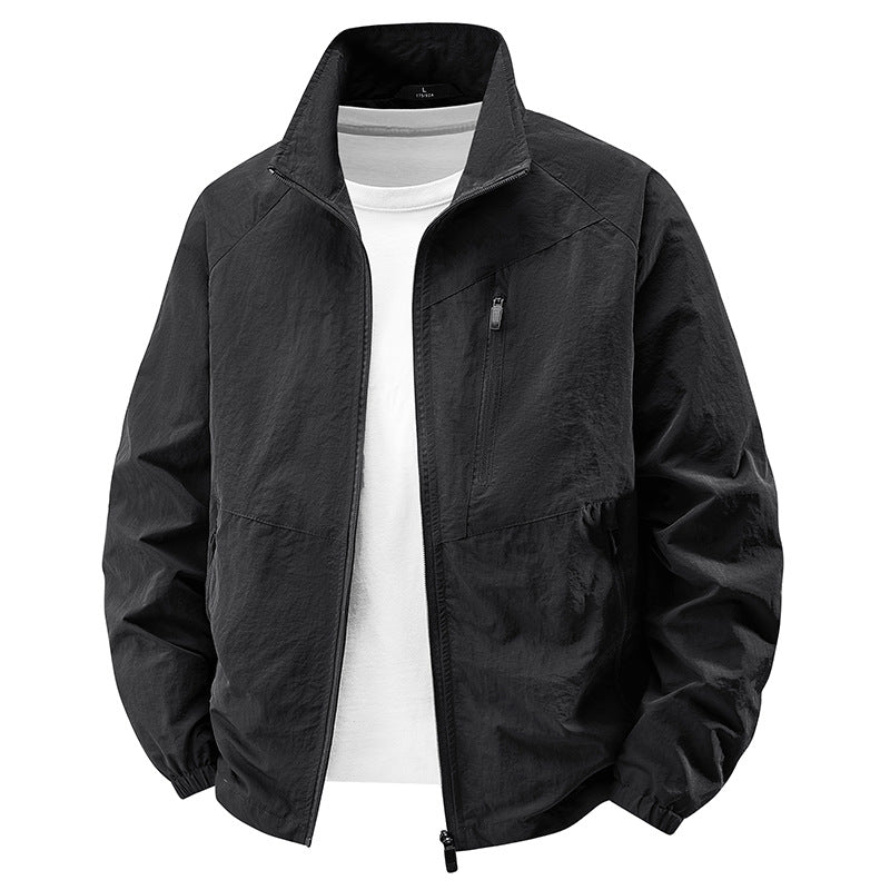 Herren  leichte Ripstop Reißverschluss-Front Stehkragen Reise Utility Jacke Echo Archiv