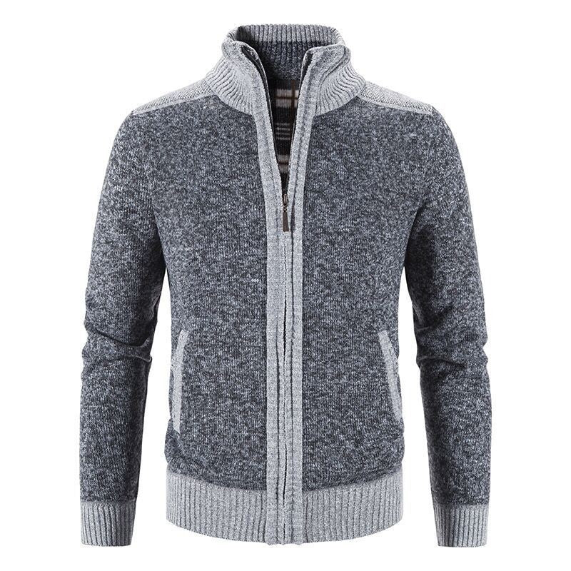 Herren Strickjacke mit modischem Zipper und hochgeschlossenem Kragen Echoarchiv