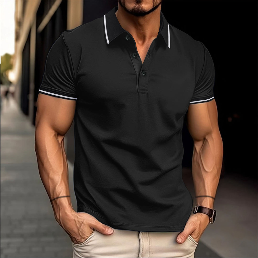 Herren stilvolles Kurzarm-Polo mit Kontrastdetails Echoarchiv
