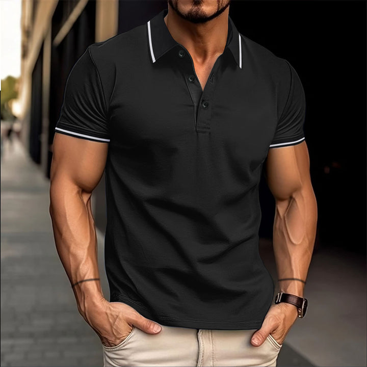 Herren stilvolles Kurzarm-Polo mit Kontrastdetails Echoarchiv