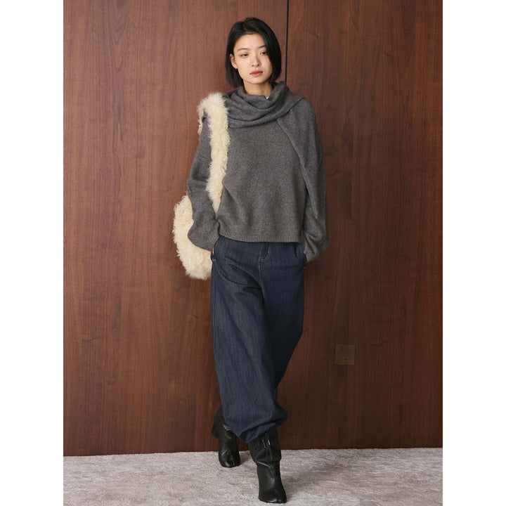 Damen Oversize-Feinstrickpullover mit voluminösem Schlauchkragen und weiter Silhouette Echoarchiv