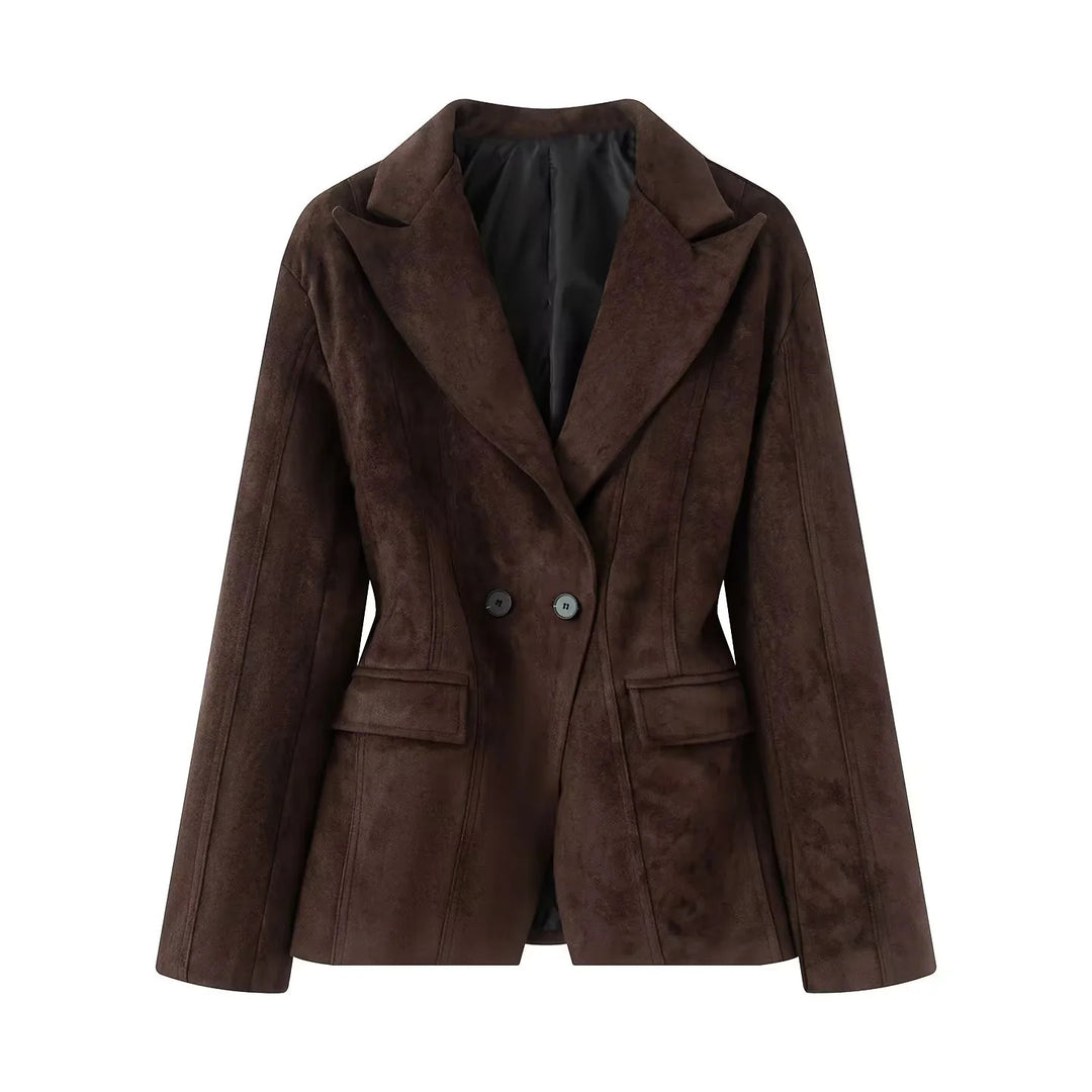 Damen nan taillierter Velours‑Optik Blazer mit Wiener Nähten und Pattentaschen Echo Archiv