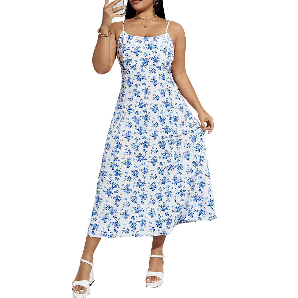 Damen florales Sommerkleid mit schmalen Trägern und leichtem Stoff Echo Archiv