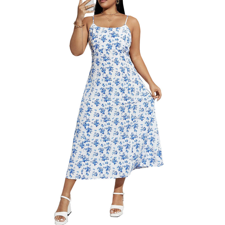 Damen florales Sommerkleid mit schmalen Trägern und leichtem Stoff Echo Archiv