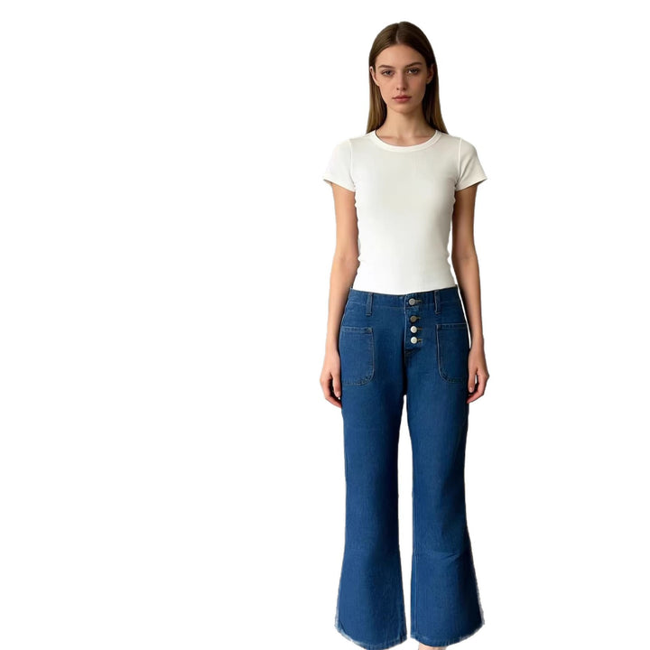 Damen Bootcut-Jeans mit hohem Bund und knöpfbarem Verschluss Echo Archiv