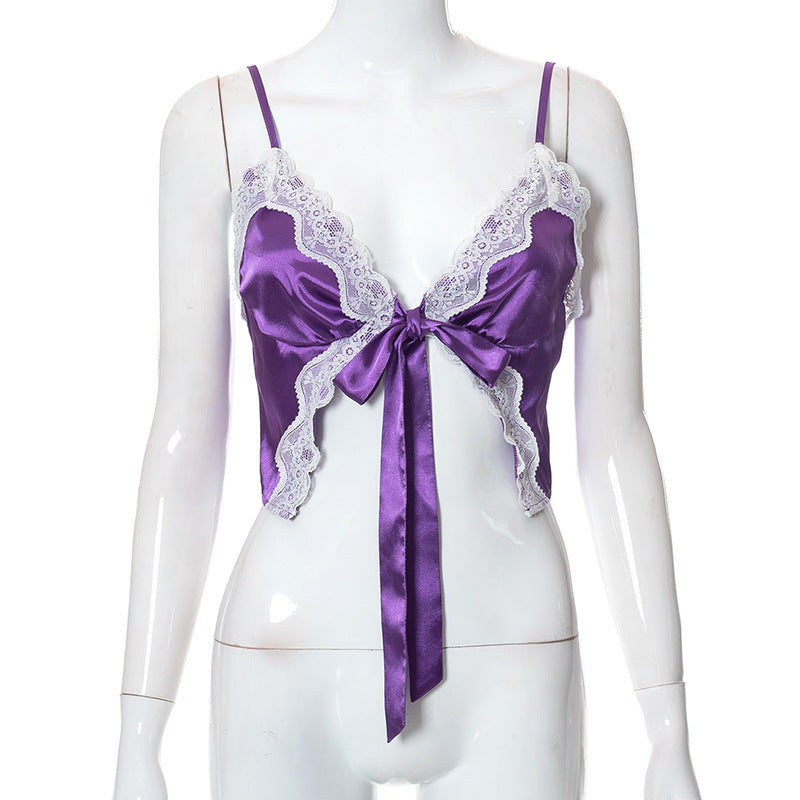 Damen Spitzen-lingerie Top mit Schleifen-Detail und verstellbaren Trägern Echo Archiv