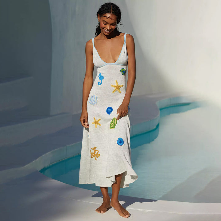 Damen gehäkeltes Strandkleid mit maritimen Motiven Echo Archiv