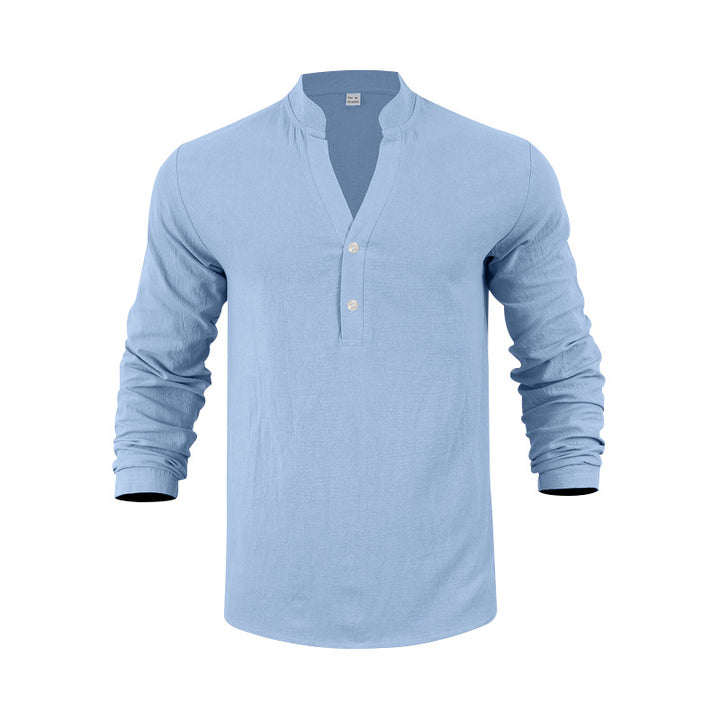 Herren Langarm-Henley-Shirt mit praktischem Knopfdesign und lässiger Passform Echoarchiv