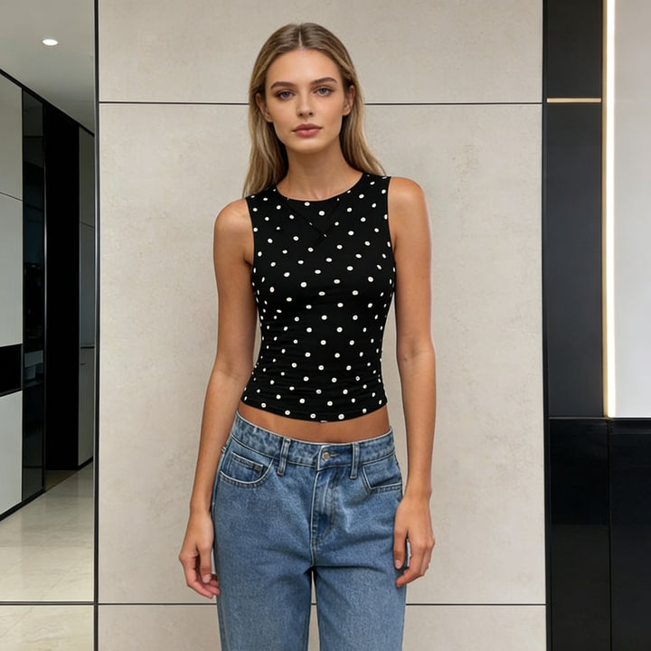 Damen ärmelloses Polka-Dots Top Echo Archiv