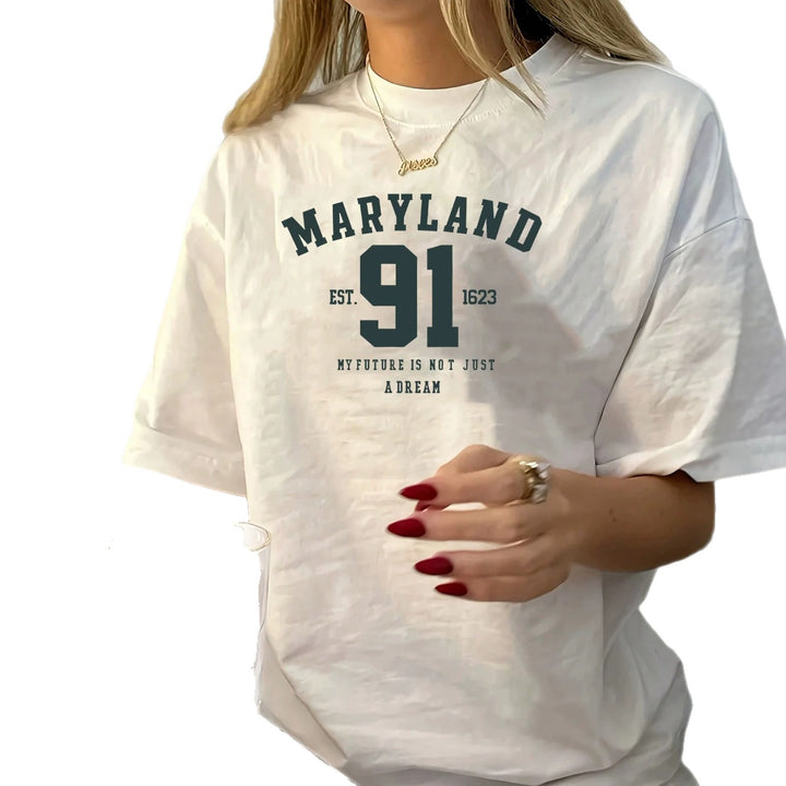 Damen oversized Bachelorette T-Shirt mit exklusivem Print Echo Archiv
