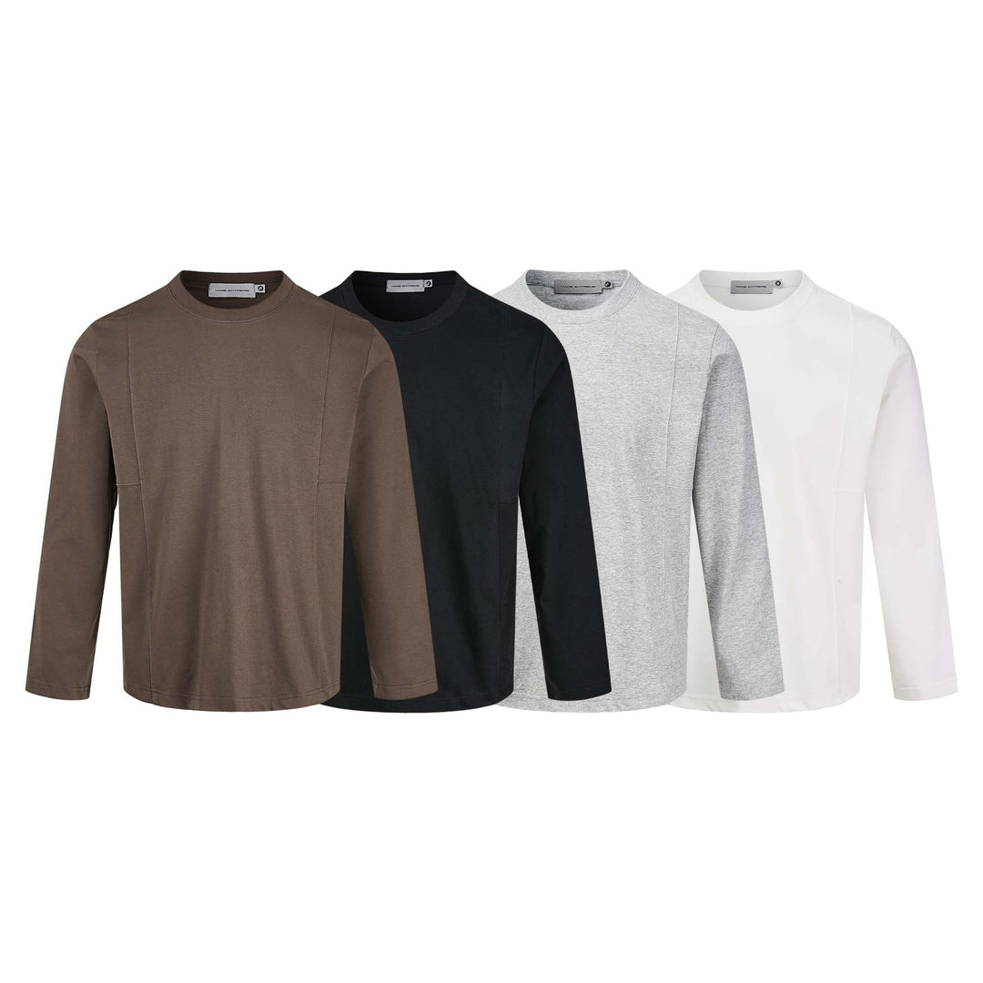 Unisex Technisches Langarmshirt mit Rundhalsausschnitt und nahtiertem Paneeldetail Echoarchiv