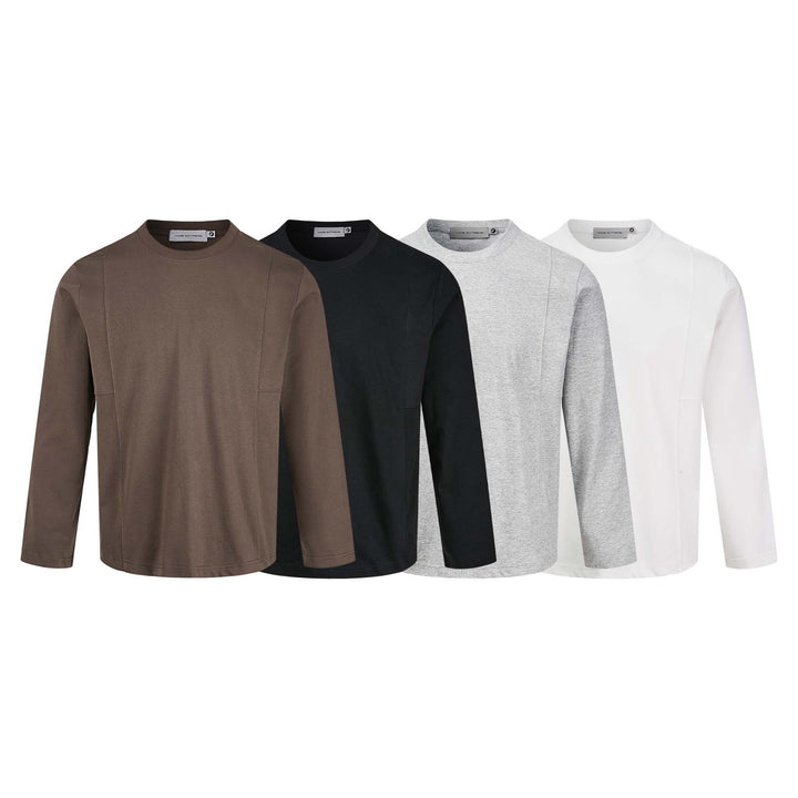 Unisex Technisches Langarmshirt mit Rundhalsausschnitt und nahtiertem Paneeldetail Echoarchiv