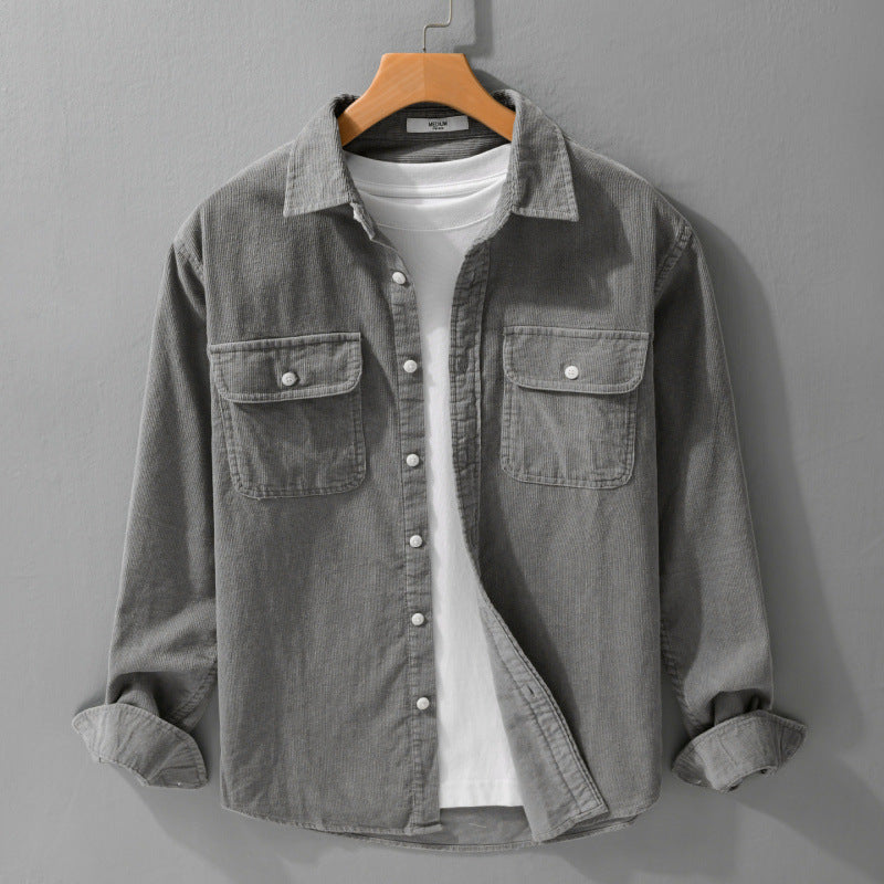 Herren Cord-Overshirt im Relaxed-Fit mit aufgesetzten Brustklappen und weichem Griff Echoarchiv