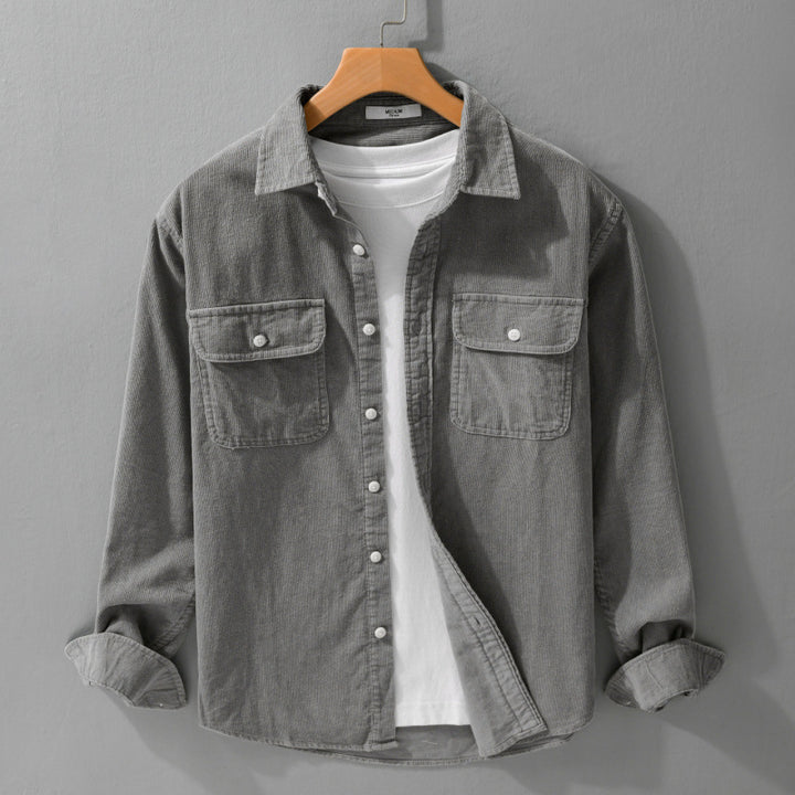Herren Cord-Overshirt im Relaxed-Fit mit aufgesetzten Brustklappen und weichem Griff Echoarchiv