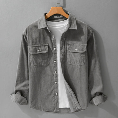 Herren Cord-Overshirt im Relaxed-Fit mit aufgesetzten Brustklappen und weichem Griff Echoarchiv