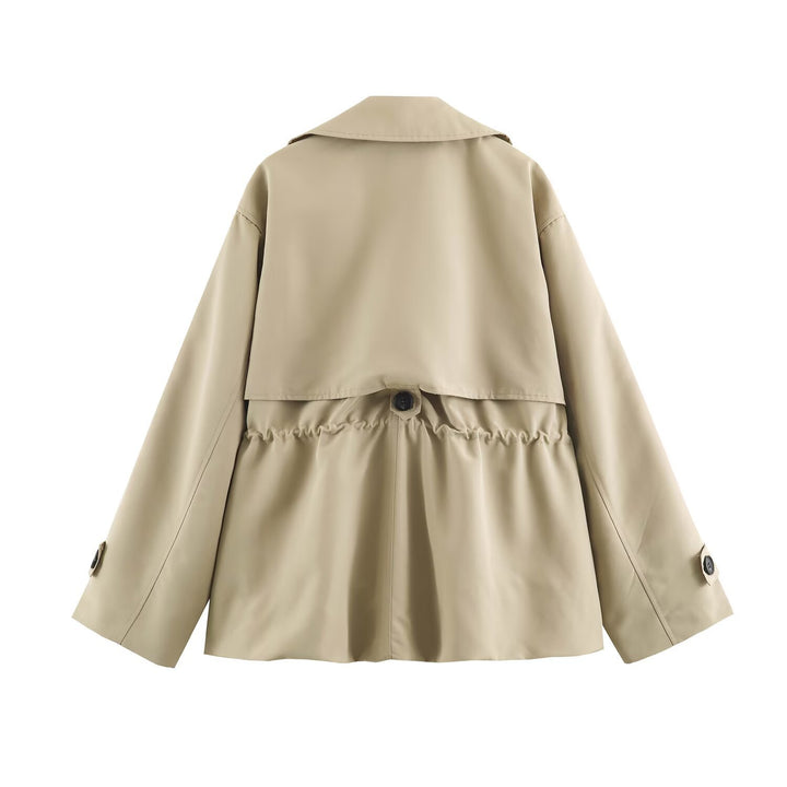 Damen Kurzer Oversize-Trenchcoat mit Tunnelzug-Taille und breitem Revers Echo Archiv