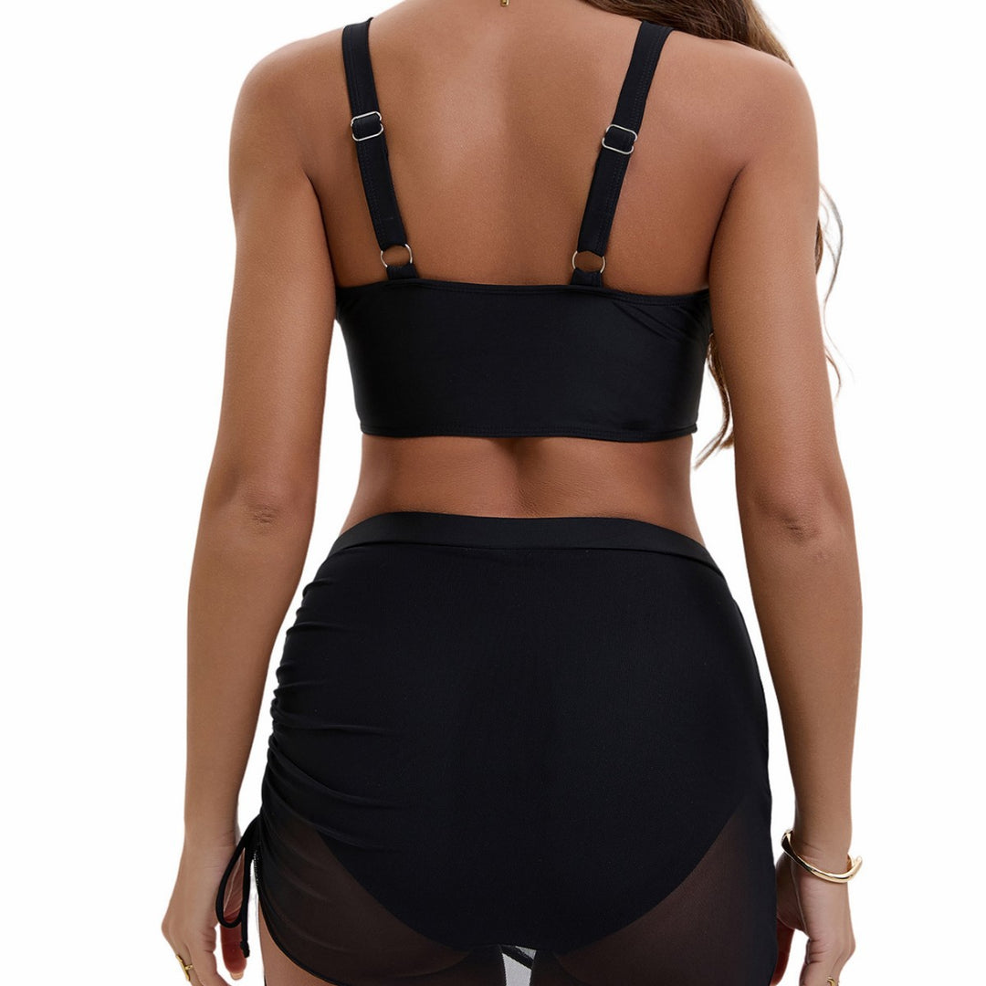 Damen Sportliches Bikini-Set mit elegantem Wickelrock und transparenten Einsätzen Echo Archiv