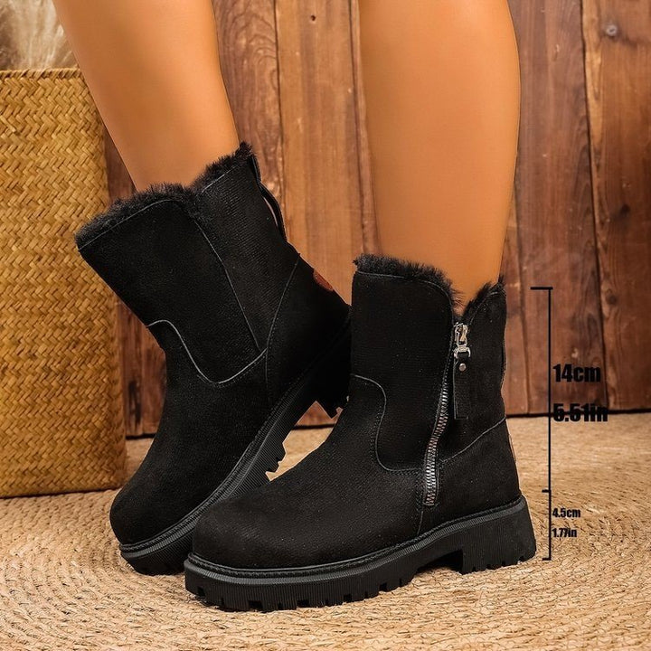 Damen Gefütterte Wildlederoptik Stiefeletten mit Teddyfutter, seitlichem Reißverschluss und profilierter Gummisohle – Varelle