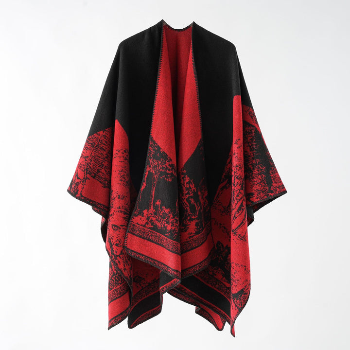 Damen Jacquard-Wollmix-Überwurf mit offenem Kimono-Fall und weichem Griff Echo Archiv