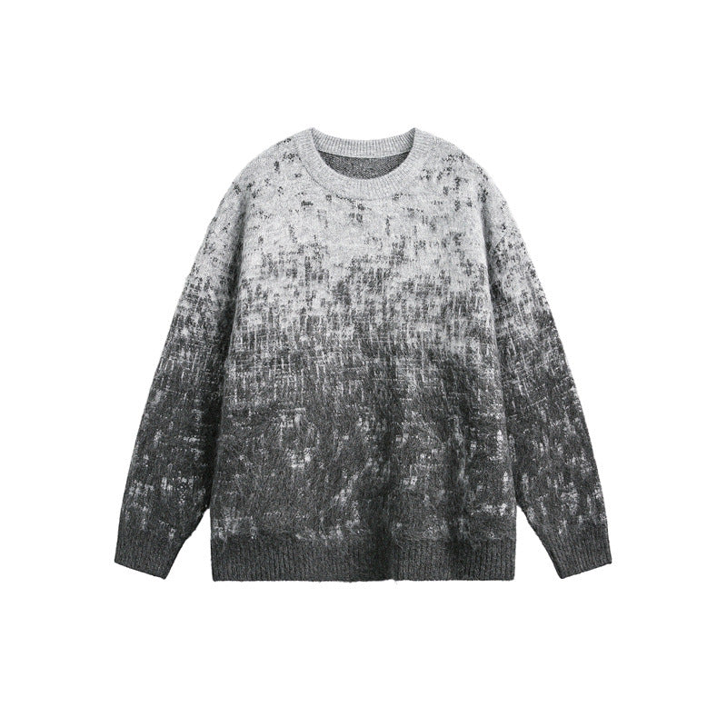 Unisex Oversize Grobstrickpullover mit sanftem Farbverlauf und Rundhalsausschnitt Echoarchiv
