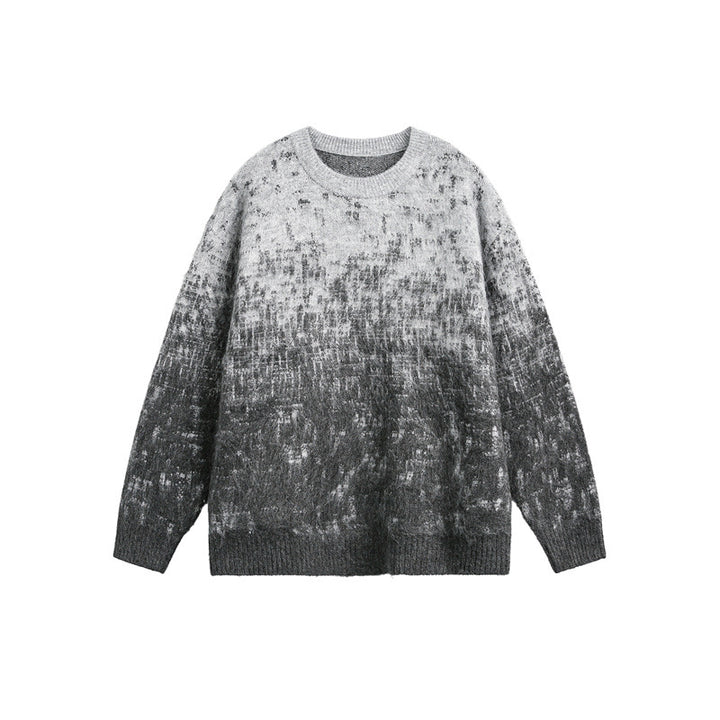 Unisex Oversize Grobstrickpullover mit sanftem Farbverlauf und Rundhalsausschnitt Echoarchiv