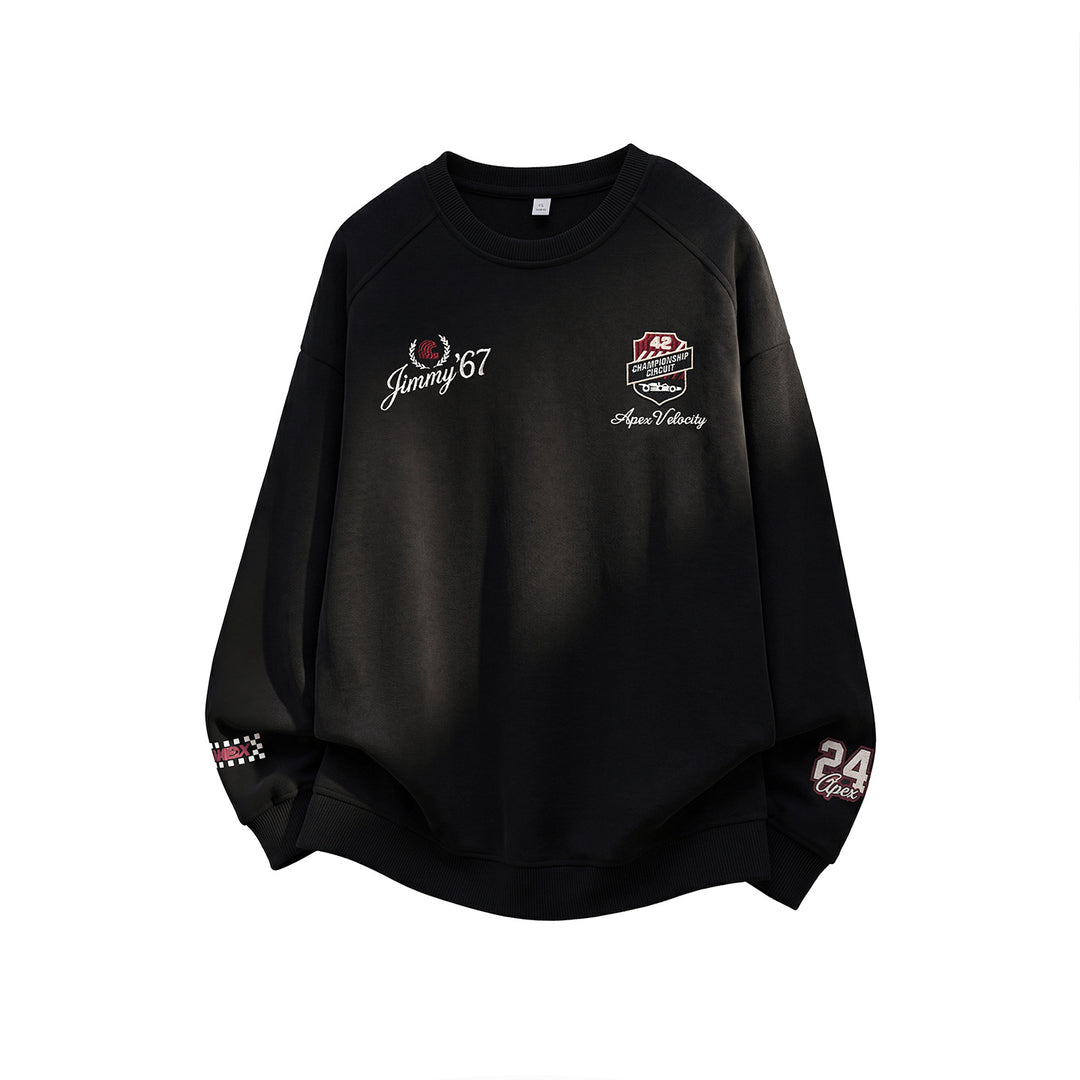 Unisex Oversize-Sweatshirt mit Rennsport-Stickereien und Raglanärmeln Echo Archiv