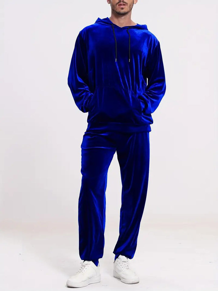 Herren Velours-Freizeitanzug mit Kapuzenpullover und lässiger Jogginghose – Cavarno