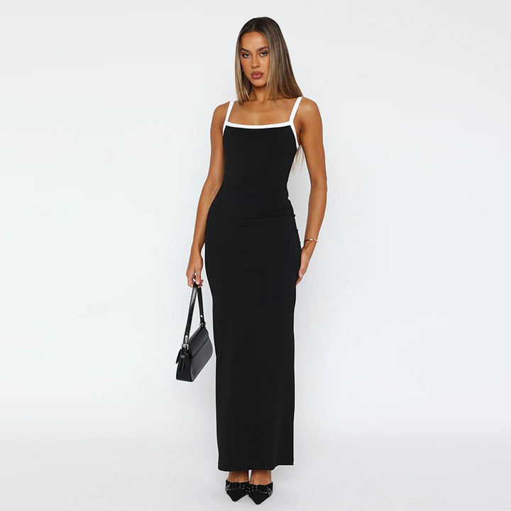 Damen Elegantes langes Kleid mit schmalen Trägern und figurbetonendem Schnitt Echo Archiv