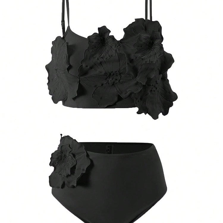 Damen Zweiteiliges Bikini-Set mit floralem Design und hochgeschnittenem Slip Echo Archiv
