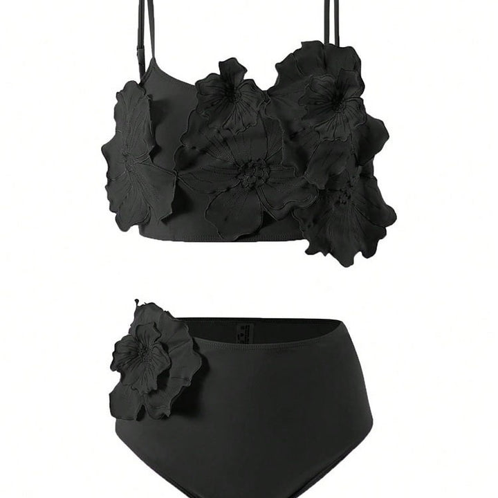 Damen Zweiteiliges Bikini-Set mit floralem Design und hochgeschnittenem Slip Echo Archiv
