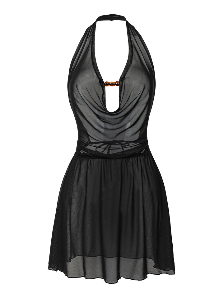 Damen Strandkleid mit tiefem V-Ausschnitt und raffiniertem Knoten Echo Archiv