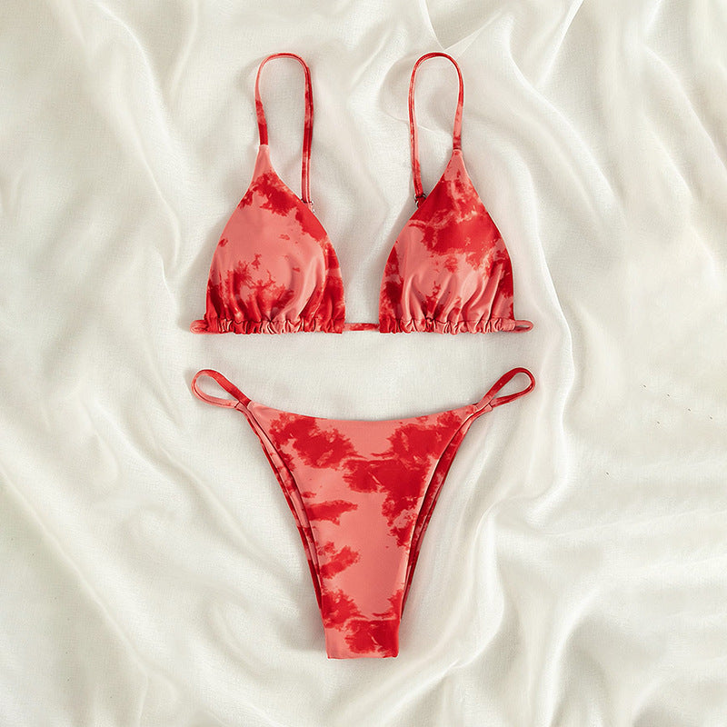 Damen Triangel-Bikini mit verstellbaren Trägern und Raffungen Echo Archiv