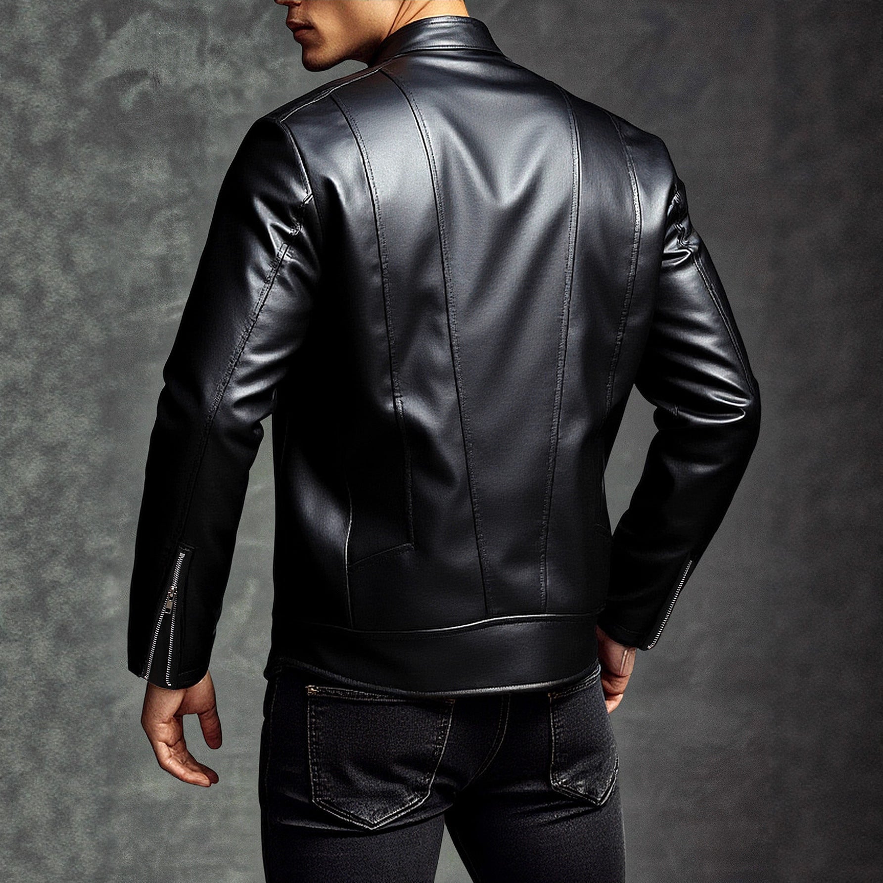 Herren modische Kunstlederjacke mit abnehmbaren Taschen Echoarchiv