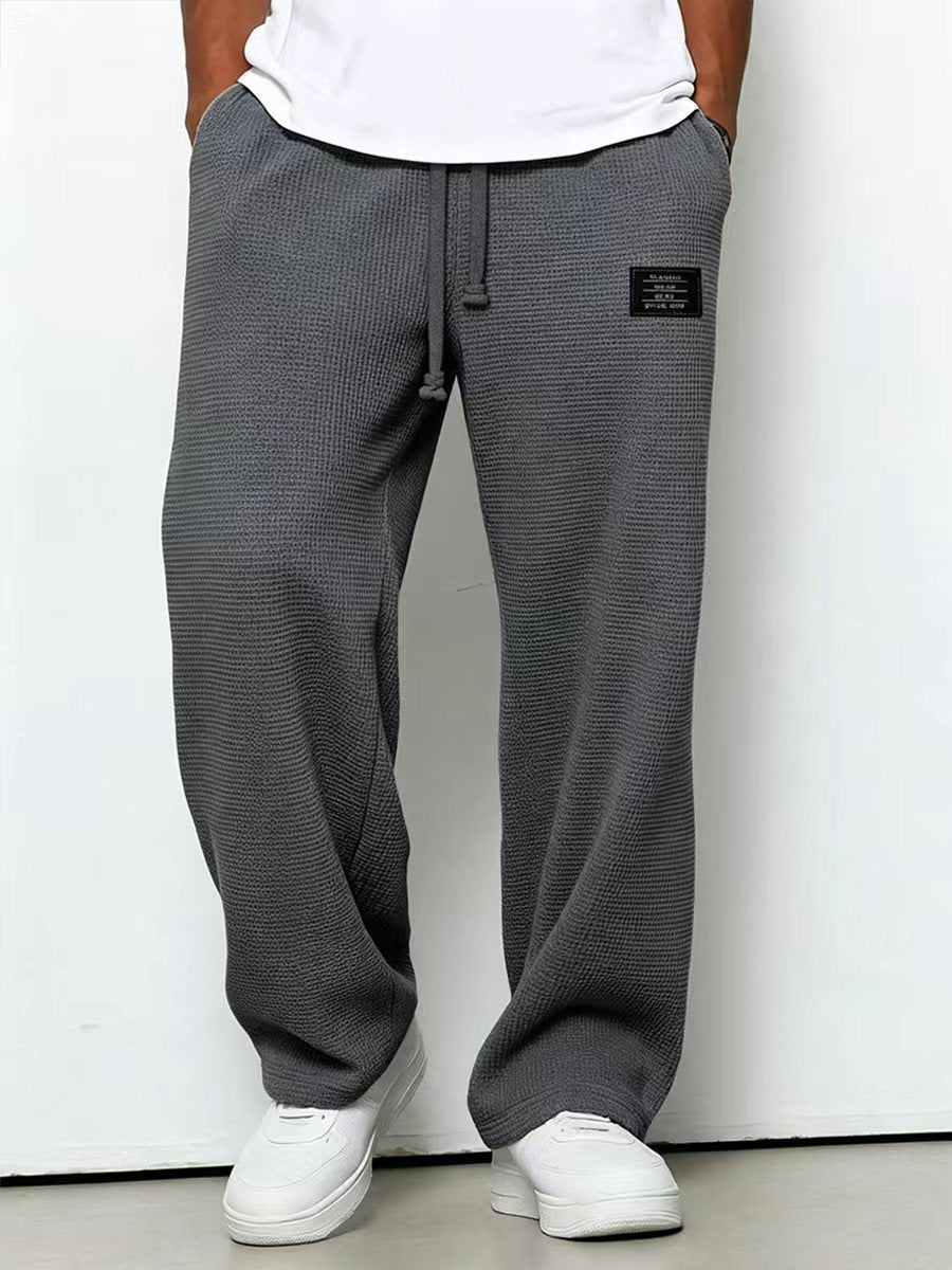 Herren nan lässige Waffelstrick Loungehose mit Kordelzug und geradem Schnitt Echo Archiv