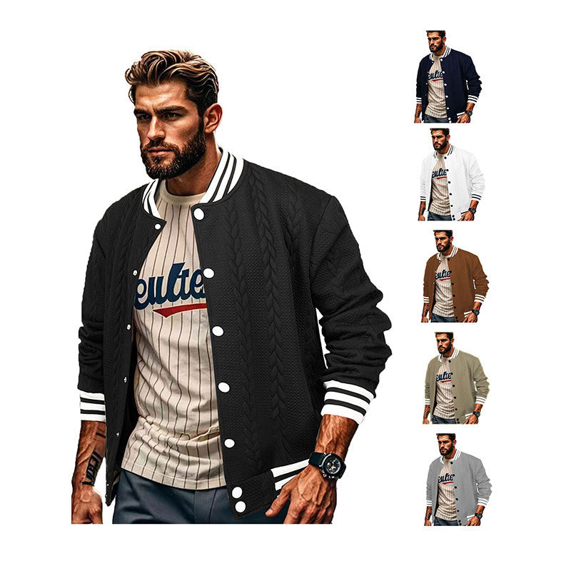 Herren Sportswear-Bomberjacke mit strukturiertem Design und Kontraststreifen Echoarchiv